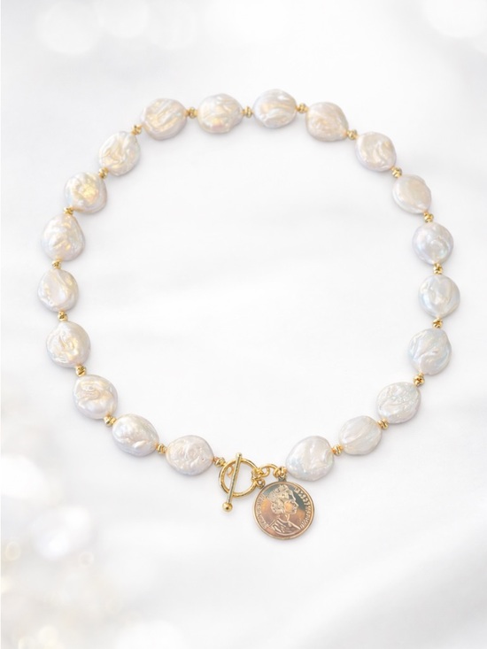 Handmade Jewelry - Natural Pearl Coin Necklace